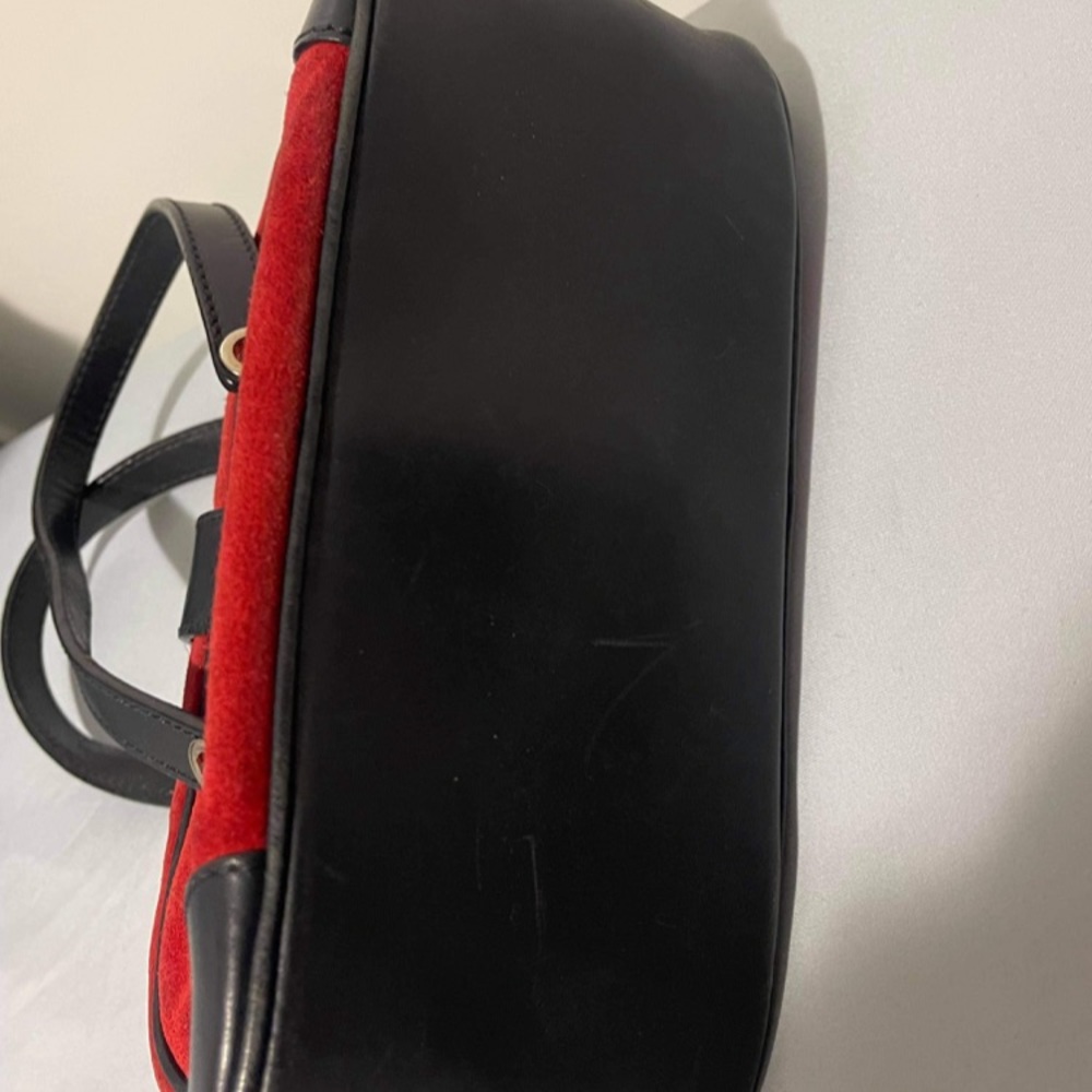 TODAY ONLY: Authentic MiuMiu Mini Red Black Suede Leather Handbag As IS - Picture 7 of 17